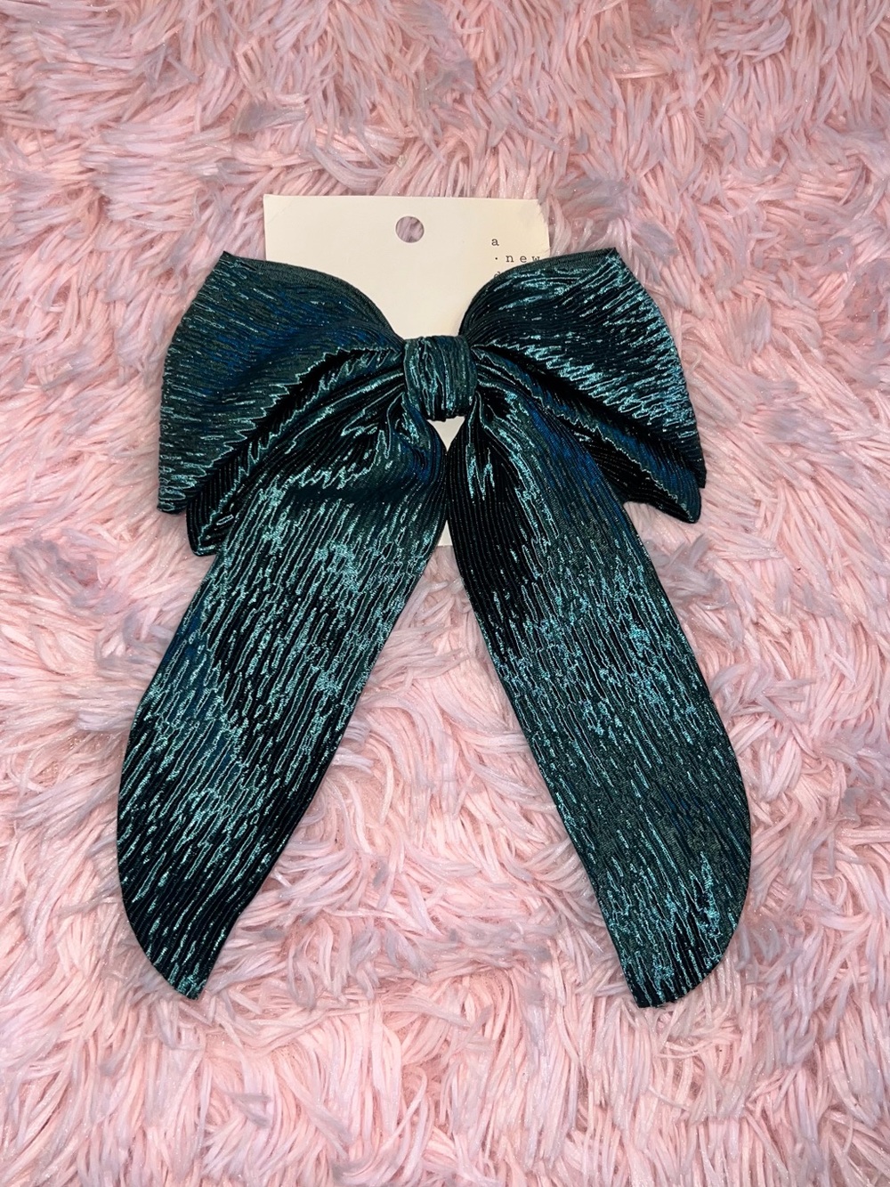 A New Day Green Metallic Bow Hair Accessory for Kids